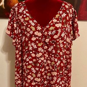 LOFT- Plus Size Flora Short Sleeve Blouse.